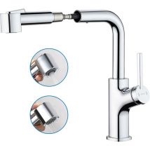 P&k - Lonheo Rubinetto Lavello Cucina con Doccetta Estraibile, Girevole a 360° Miscelatore Cucina con Spruzzatore a 2 Funzioni, Rubinetti Cucina con