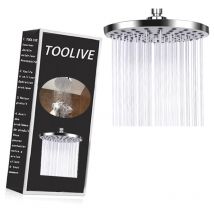 Deckon - Round Rain Shower Heads, Fixed Rainfall Shower Head 8 Inch, Ultra Thin Powerful High Pressure Overhead Showerhead, 304 Stainless Steel,
