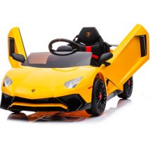 Macchina Elettrica per Bambini 12V con Licenza Lamborghini Aventador Gialla