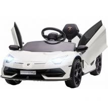 Macchina Elettrica per Bambini 12V con Licenza Lamborghini Aventador svj Roadster Bianco
