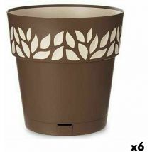 Stefanplast - Maceta autorriego cloe marrón plástico 29 x 29 x 29 cm (6 unidades)