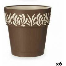 Stefanplast - Maceta autorriego gaia marrón plástico 29 x 29 x 29 cm (6 unidades)