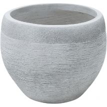 Maceta blanca 38 cm macetero mezcla arcilla fibra resistente UV Zakros