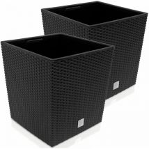 Markenartikel - deuba Maceta Rato para plantas flores de Poliratán 35L 64L maceta interior con asas balcón jardín interior exterior 2x - 35 Ltr.