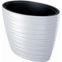 Zanvic - Maceta ovalada con deposito 56L Maze de plastico en color blanco 58,5 (largo) x 38,5 (ancho) x 42,3 (alto) cm