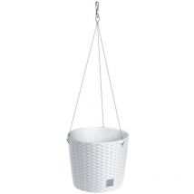 Prosperplast - Maceta redonda con gancho 8,9 litros Rato ws en color blanco 25,6 x 25,6 x 21,9 cm