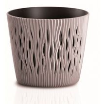Prosperplast - Maceta redonda de plastico Sandy Round en color mocca 15,8 (largo) x 15,8 (ancho) x 13,8 (alto) cm