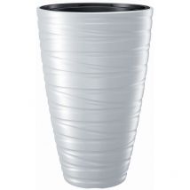 Macetero alto con deposito 43L Maze de plastico en color blanco 37,5 (largo) x 37,5 (ancho) x 57,9 (alto) cm