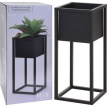 Home Styling - Macetero sobre soporte de metal negro 50 cm h&s Collection