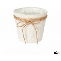 Macetero lazo blanco tela 16 x 15 x 16 cm (24 unidades)