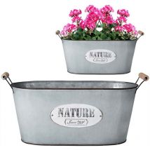 Macétero ovale en bois 39,5x17.5x19,5 cm