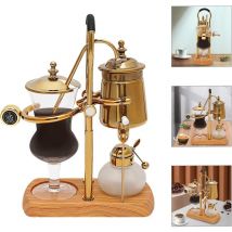 Senderpick - Machine à café à siphon, 400 ml, cafetière rétro, set de 4 tasses pour la maison, machine à café à siphon pour la maison, base en bois