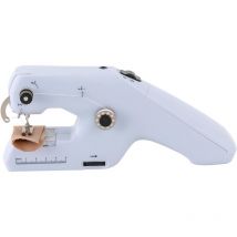 Gojoy - Machine à coudre électrique - Machine à coudre manuelle à double fil - Mini machine à coudre électrique portable pour débutants - Blanc