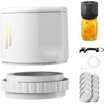 Crea - Machine à emballer sous vide électrique Mason Jar, kit de mise sous vide sans fil pour le stockage des aliments, blanc