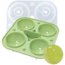 Machine à glace de hockey, bac à glaçons réutilisable, bac à glace rond en silicone facile à démouler avec couvercle - vert