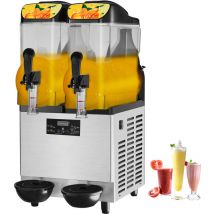 Mophorn - Machine à granité commerciale 2x12L/3,2 Gal, double bol, sortie 48 tasses, 220V 950W en acier inoxydable pour margarita, smoothie, boissons