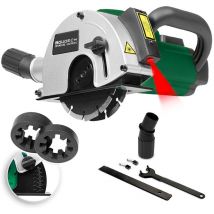 Rainureuse 1700W avec guide laser, 2 lames diamantées et adaptateur pour aspirateur - Machine à rainurer les murs et les plaques de plâtre avec câble