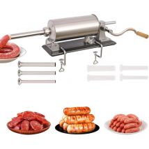 Senderpick - Machine à saucisse manuelle en acier inoxydable 4L Machine à saucisse horizontale pour la cuisine, les restaurants et l'argenterie