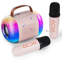 Machine de karaoké pour enfants avec 2 microphones, système de haut-parleur de karaoké portable, haut-parleur Bluetooth, boîte de karaoké, boîte de
