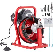 Vevor - Machine de nettoyage de drain 50FT x 3/8 pouces, tariere a alimentation automatique pour egouts, machine de nettoyage de drain electrique