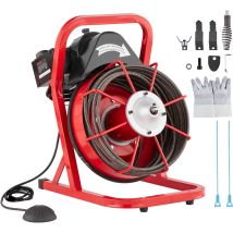 Vevor - Machine de nettoyage de drain 50FT x 3/8 pouces, tariere deegout a alimentation manuelle, machine de nettoyage de drain electrique 250W avec