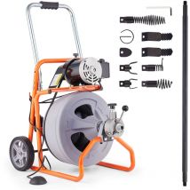 Vevor - Machine de nettoyage de drain 75FT x 1/2 pouce, tariere de drainage a alimentation automatique sur roues, machine de nettoyage de drain