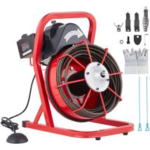 Vevor - Machine de nettoyage de drain 75FT x 3/8 pouces, tariere deegout a alimentation manuelle, machine de nettoyage de drain electrique 250W avec