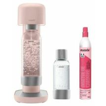 Machine à soda MYSODA – Rose pastel – Aluminium durable – 2 bouteilles PET 0.5L et 1L – 60L d'eau gazeuse