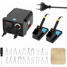 Ulisem - Machine Multifonctionnelle de Pyrogravure Électrique pour le Bois de Courge, avec Affichage Numérique de 100W et 20 Têtes de Chauffage.