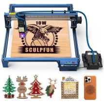 Sculpfun - S30 Pro Graveur Laser 10W Découpe Laser avec Kit Air Assist Automatique Complet et Objectif Remplaçable,Contreplaqué de 6 mm une
