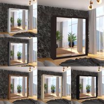 Sliding Wardrobes 4u - Macka Modern Sliding Mirror Door Wardrobe 180cm-Wenge
