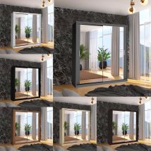 Sliding Wardrobes 4u - Macka Modern Sliding Mirror Door Wardrobe 180cm-Grey