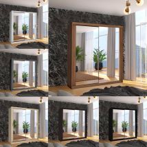 Macka Modern Sliding Mirror Door Wardrobe 120cm-Walnut