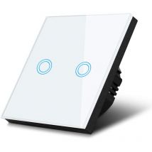 Maclean Energy Interruttore touch Adattatore LED Elegante e Moderno (Bianco, Doppio Rotondo)