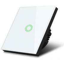 Mac Lean - Interruptor de luz táctil, simple, vidrio, blanco con botón redondo, dimensiones 86x86 mm, con iluminación de botón Maclean Energy MCE702W