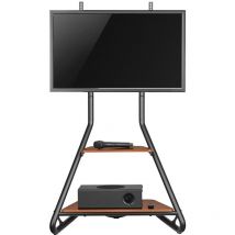 Maclean MC-455 Freistehender Eck-TV-Ständer im Bauhaus-Stil, Freistehender TV-Halter mit zwei Ebenen, aus Holz, Tragkraft bis 10 kg, TV-Halterung bis