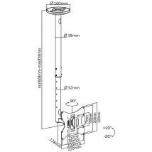 Mac Lean - Maclean MC-504A b - Montaje Soporte de techo para Monitor Pantalla lcd led tv 23-42' Brazo rotativo Negro/Plateado (Negro)