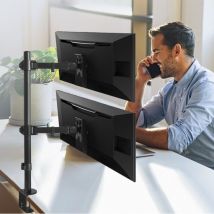 Maclean MC-967 Soporte para Monitor, Doble, Vertical para Monitores OLED QLED LCD y LED de 13-27" VESA 75x75 y 100x100, MAX. 9kg