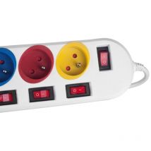 Mac Lean - Regleta maclean, cable alargador de 5 tomas, con interruptores, 250vac/10a, 1,5m, mce204 m/w