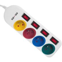 Mac Lean - Maclean mce229 w alargador regleta con enchufes cable de prolongación de 4 tomas + 2xusb con interruptores, 250vac/10a, 2,1a 5v, 1,5m,