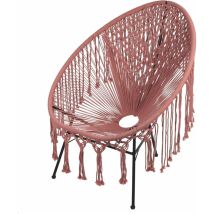 Macrame sedia ghisa con intreccio in cotone di colore rosa 74 x p. 91 x h. 89 cm