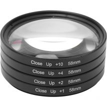 Macro Close Up Filter Set, Verre Optique Macro Close Up +1 +2 +4 +10 Lens Filter Kit 58mm, Macro Filter Accessoire pour/Nikon/Cameras