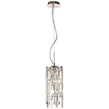 Inspired Diyas Maddison - Ceiling Pendant Cylinder 2 Light G9 Rose Gold, Crystal