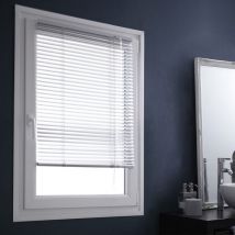 Store Vénitien Aluminium Easy Gris - L87 x H150 cm - Mécanisme autobloquant - Doghe 25 mm - Senza perçage - Madecostore