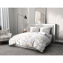 Parure de couette 3 pieces coton 57 fils blanc 240x260 cm - mademoiselle