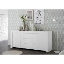 Zenzero Shop - Madia 2 ante 3 cassetti laccata bianco opaco con maniglia a gola