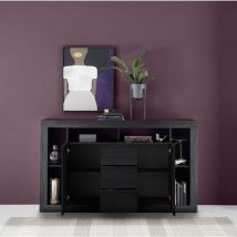 Montefioredesign - Madia 2 ante e 3 cassetti linea Verona finitura Nero Frassinato - Nero