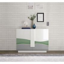 Montefioredesign - Madia 2 ante linea Sax in finitura Bianco Lucido con serigrafia