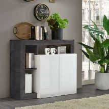 Stilprojectstore - Credenza soggiorno color ossido o pero, 2 Ante bianco laccate lucido l. 108 cm- Praga/Vienna Ossido