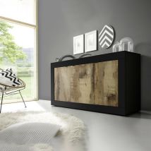 Credenza soggiorno nera, 3 o 4 Ante color Pero L. 207 cm - Basic 4 ante